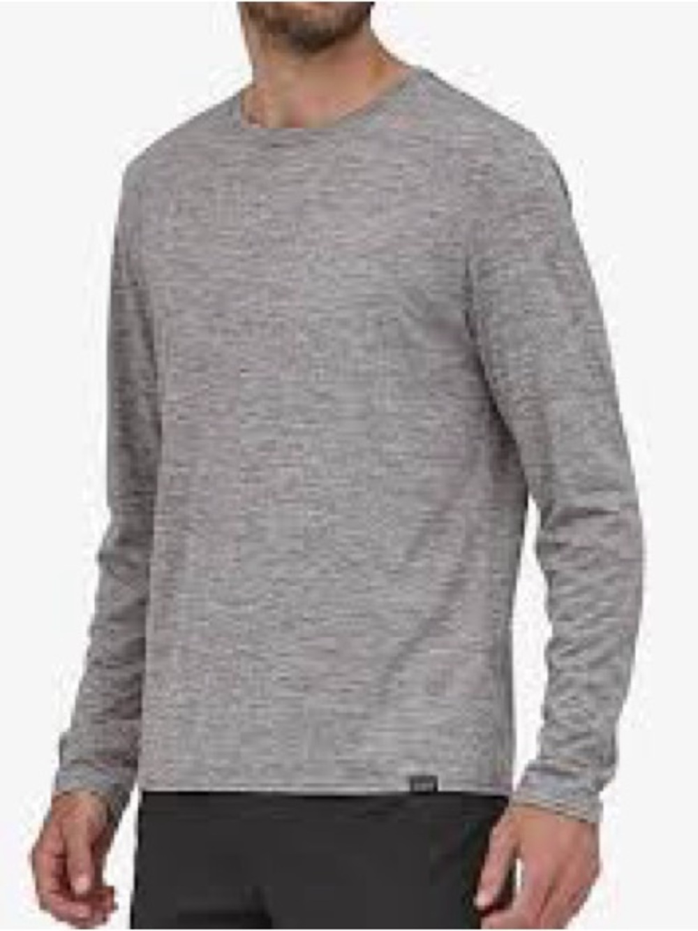 Patagonia Men's Heather Gray Long-Sleeve Crewneck Shirt Capilene Cool Daily